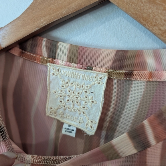 Johnny Was Striped Pink and Brown Women's Top Size Medium - Picture 3 of 7